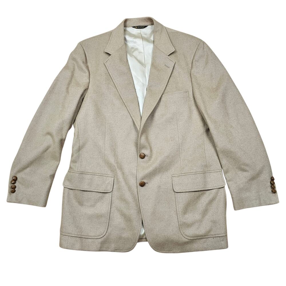 VANJULIAN 100% Camel Hair Blazer Mens XL VTG 80s Sport Coat Flapped Patch Pocket